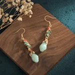 Yùlán Huāyǐ（玉兰花仪） · Norbu — Retro Yulan Flower Earrings | Enamel Craft · Imitation Hotan Jade · Ethnic Drop Jewelry for Women - Image 4