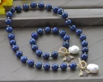 曜蓝灵珮·Z11996 Necklace & Bracelet Set — MCT·STAR | 12mm Lapis Lazuli with Insect Pearl Pendant · Tianjin Classic Edition