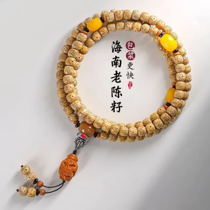 油月金契·Bodhigold — Original Ecology Hainan Chicken Oil Yellow Star Moon Bodhi Bracelet | 108 Beads · Old Barrel Gold Seed · WenPlay Male Edition