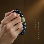 澜祉玉辟·GardeAzur — Blue Tiger Eye × Hetian Jade Pixiu Bracelet | Zodiac Guardian · Buddha Beads · Spring 2025 Ethnic Edition - Image 2