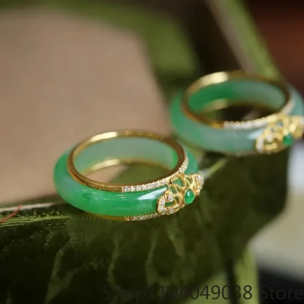 Yùyǐn Lǜyùn（玉隐绿运） · Sangbu — Vintage Green Jade Ring | Classic Chinese Charm Jewelry · 925 Silver-Free Natural Amulet for Anniversary & Fashion Gifting