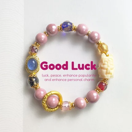 Xiāngyùn Xīnlì（香韵心力) · UMQ — Incense Grey Glass Reiki Bracelet | Colorful Gold Foil Glaze · Love Charm · Peace & Good Luck Tibetan Style Jewelry