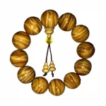 楠澜契纹·Rippleheart — Sichuan Golden Phoebe & Yin Chen Wood Bracelet | Water Ripple Grain · Gentian Pattern · Old Material Buddha Beads - Image 5