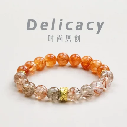 圣吉彩云·Sheng Ji Cai Yun Bracelet — Spring 2025 Edition | Black Gold Super Seven & Red Glue Flower · Ethnic Couple Gift