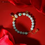 Yùjīn Huāyùn（玉金花韵) · Hetianara — FORWELL Natural Jadeite Bracelet | Hetian Jade · Retro Beads · Karat Gold Accents · Romantic Designer Jewelry for Women - Image 4
