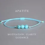澄曜心志·Blue Apatite Inspirational Bracelet — Unisex Healing Jewelry | Adjustable Slide Lock · Gift for Him & Her - Image 3