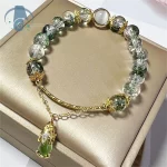 翠曜心镜·Z444 Green Phantom Bracelet — MUKO GEMS | Adjustable Rope Chain · Ethnic Style · Semi-precious Crystal Beads - Image 5